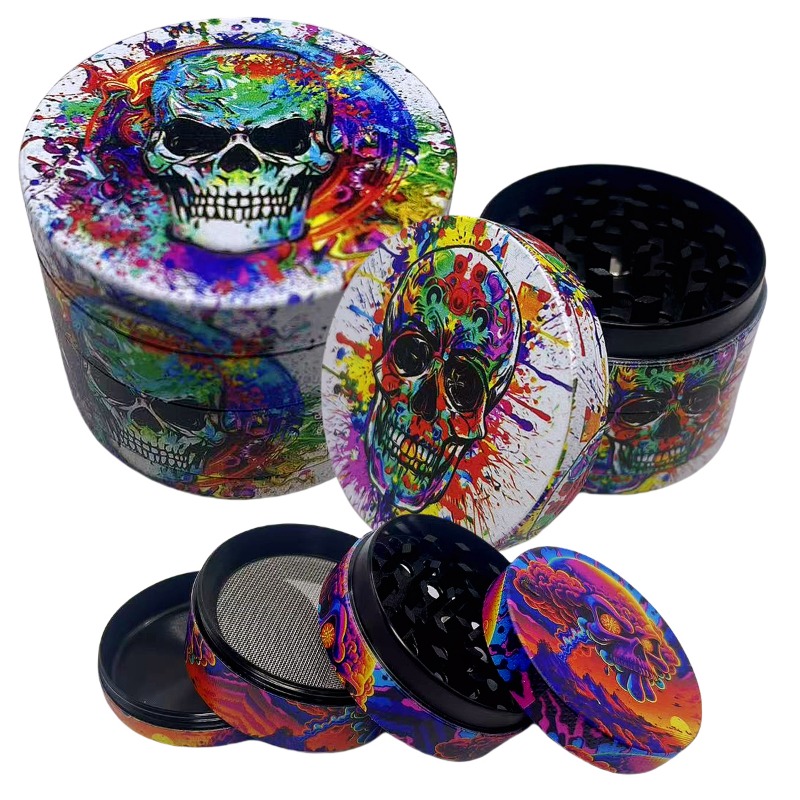 Kitchen Gadgets Gold - 50mm Metal Skull Herb Grinder 4-layer