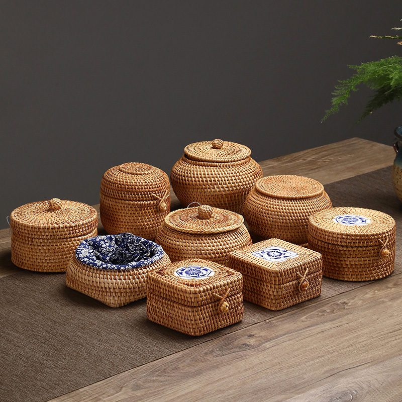 Kitchen Gadgets In Japan - Handwoven Rattan Storage Box With Lid