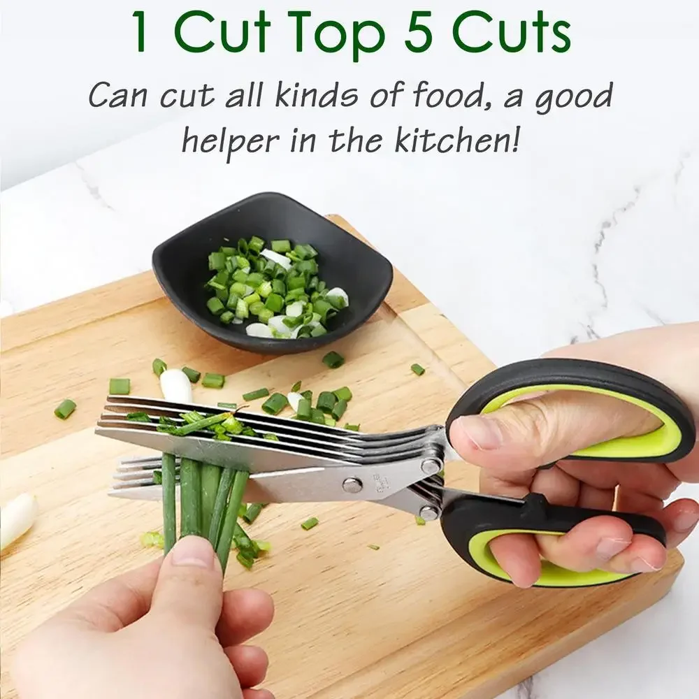 Multilayer Scissors Kitchen Sc - Herb Scissors 5 Blade 评论和价格