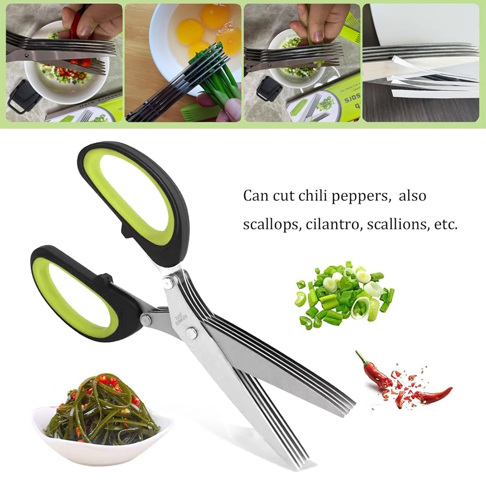 Multilayer Scissors Kitchen Sc - Herb Scissors 5 Blade 评论和价格