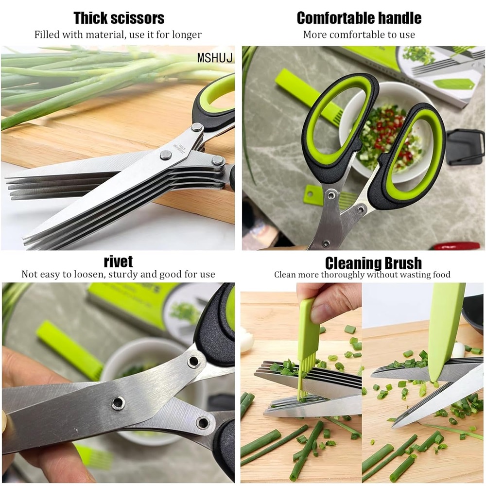 Multilayer Scissors Kitchen Sc - Herb Scissors 5 Blade 评论和价格