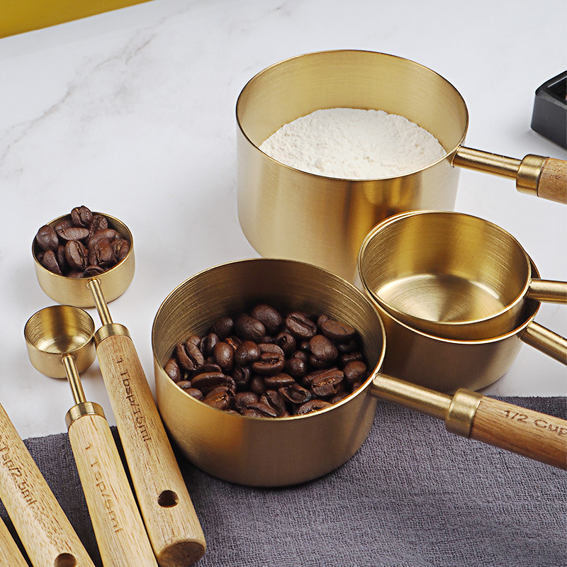 4/8pcs Wooden Gold Measuring C - Kitchen Gadgets Gold 评论和价格