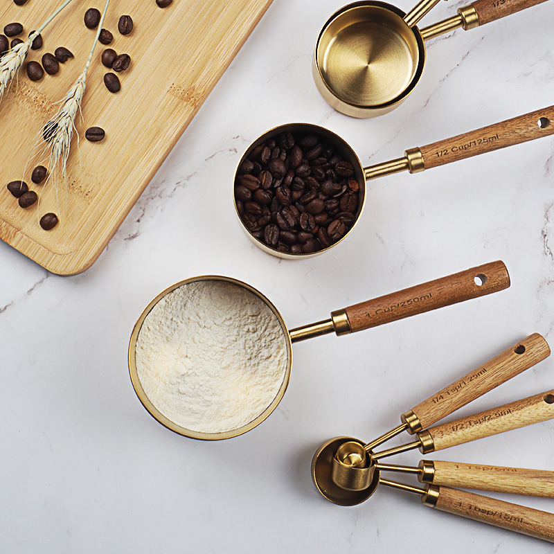 4/8pcs Wooden Gold Measuring C - Kitchen Gadgets Gold 评论和价格