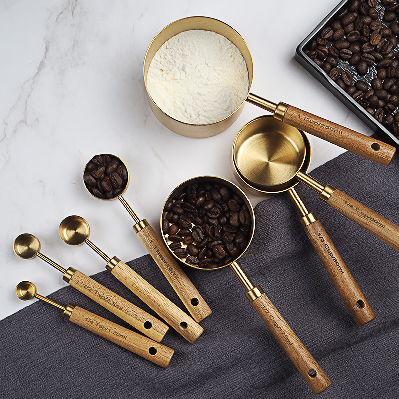 4/8pcs Wooden Gold Measuring C - Kitchen Gadgets Gold 评论和价格