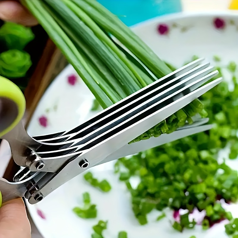 Multi-blade Stainless Steel He - Herb Scissors 5 Blade 评论和价格