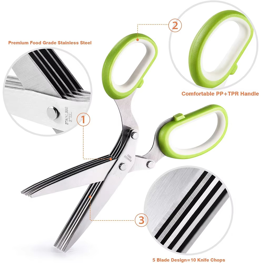 Herbal Scissors Stainless Stee - Herb Scissors 5 Blade 评论和价格