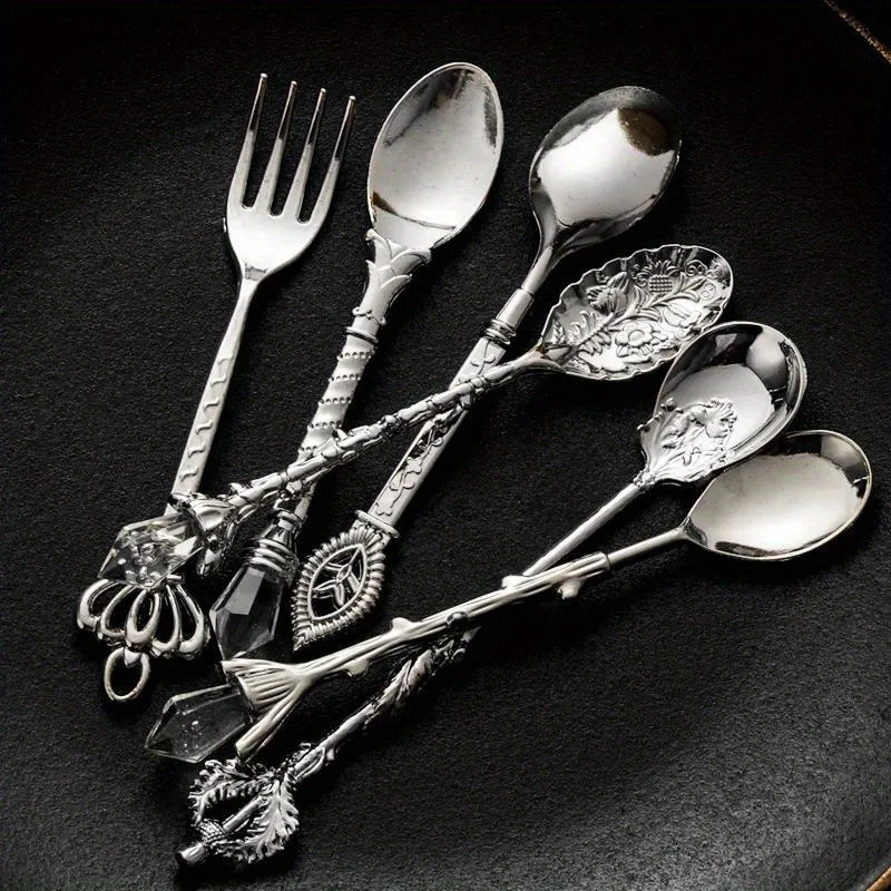 6pcs Vintage Spoons Fork Royal - Kitchen Gadgets Gold 评论和价格