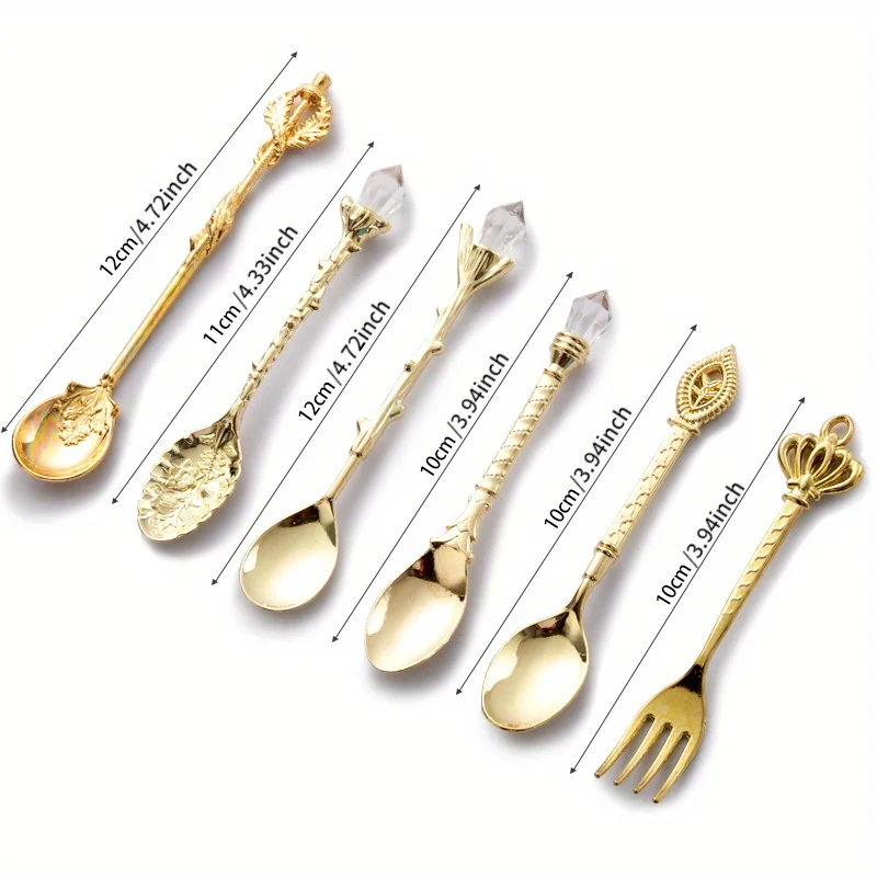6pcs Vintage Spoons Fork Royal - Kitchen Gadgets Gold 评论和价格